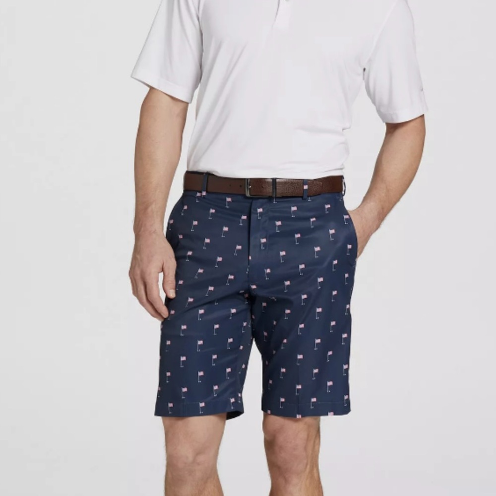 NWT Walter Hagen Men's Perfect 11 Golf Shorts Tee Flag Navy pattern Size 32